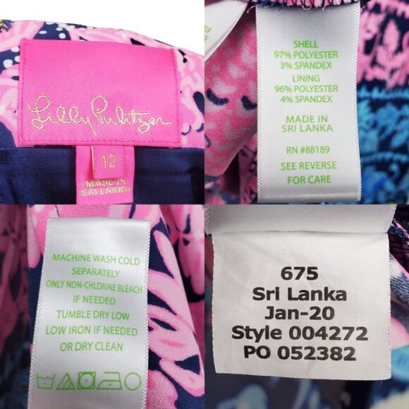 Lilly Pulitzer Womens High Tide Navy Pink Elephant Print Blanca Romper Size 12 - Picture 8 of 9